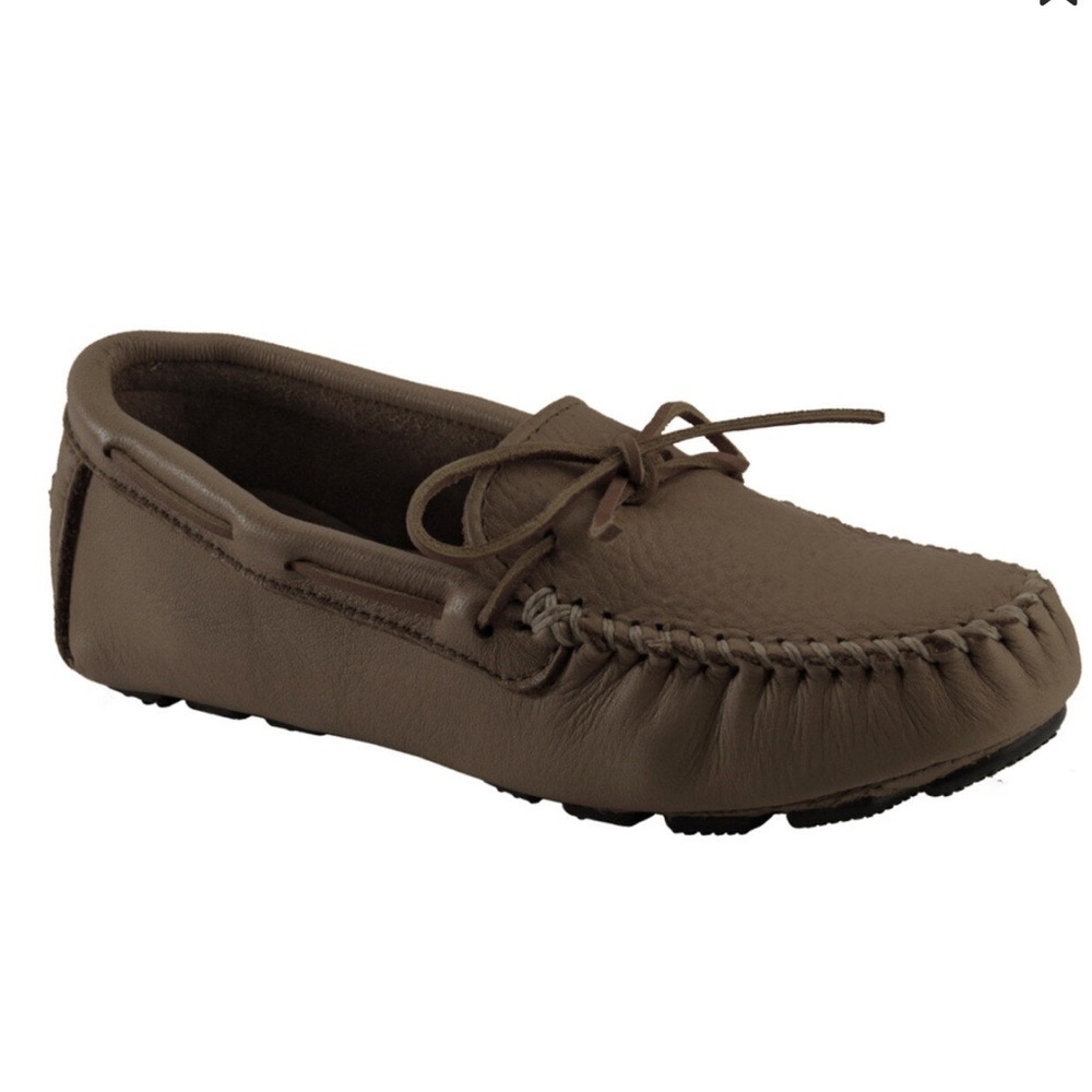 Minnetonka Dark Brown Leather moccasins driving Loafers moosehide Moc 952 10